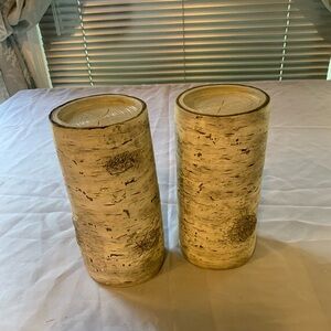 Rustic Birch Wood Candle Holders